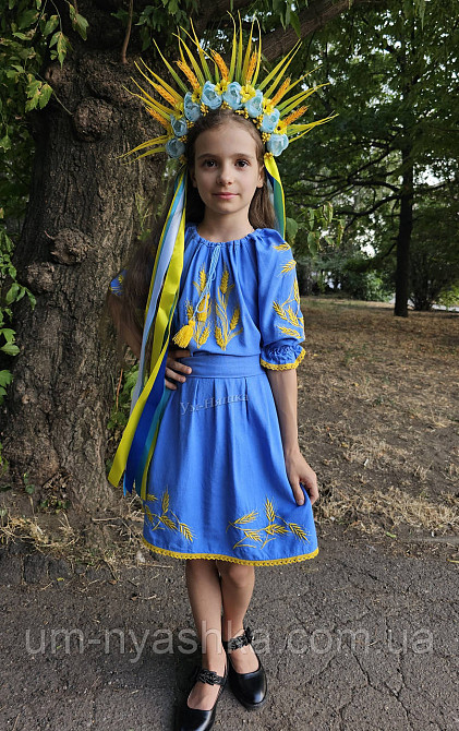 Детское вышитое платье с колосками лен Кривой Рог - изображение 1