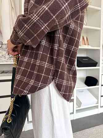 Утепленная женская рубашка в клетку оверсайз крой кашемир фланель Одесса