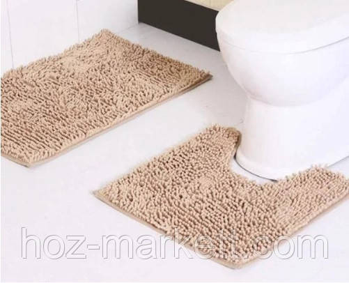 Коврики для ванной и туалета набор ковриков светло-бежевый 90 х 60 см и 60 х 40 см Харьков - изображение 1