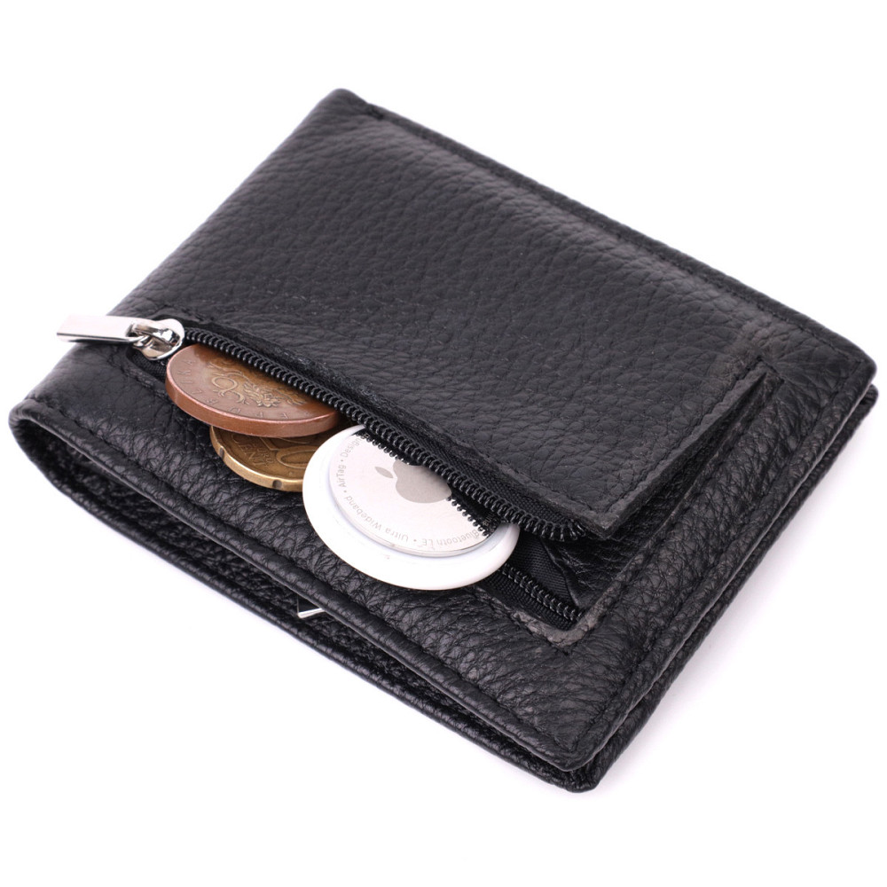 Якісний затиск із натуральної шкіри ST Leather 22472 Чорний Київ - фото 7