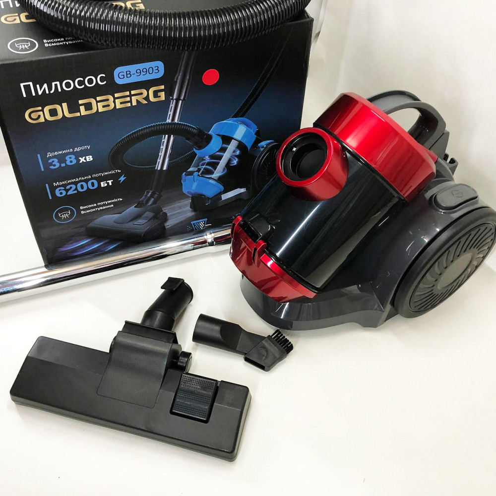 Пылесос вакуумный с контейнером для сбора пыли на 3 л GOLDBERG GB-9903 6200 Вт Мощный. Цвет: красный SD-96 Львов - изображение 9