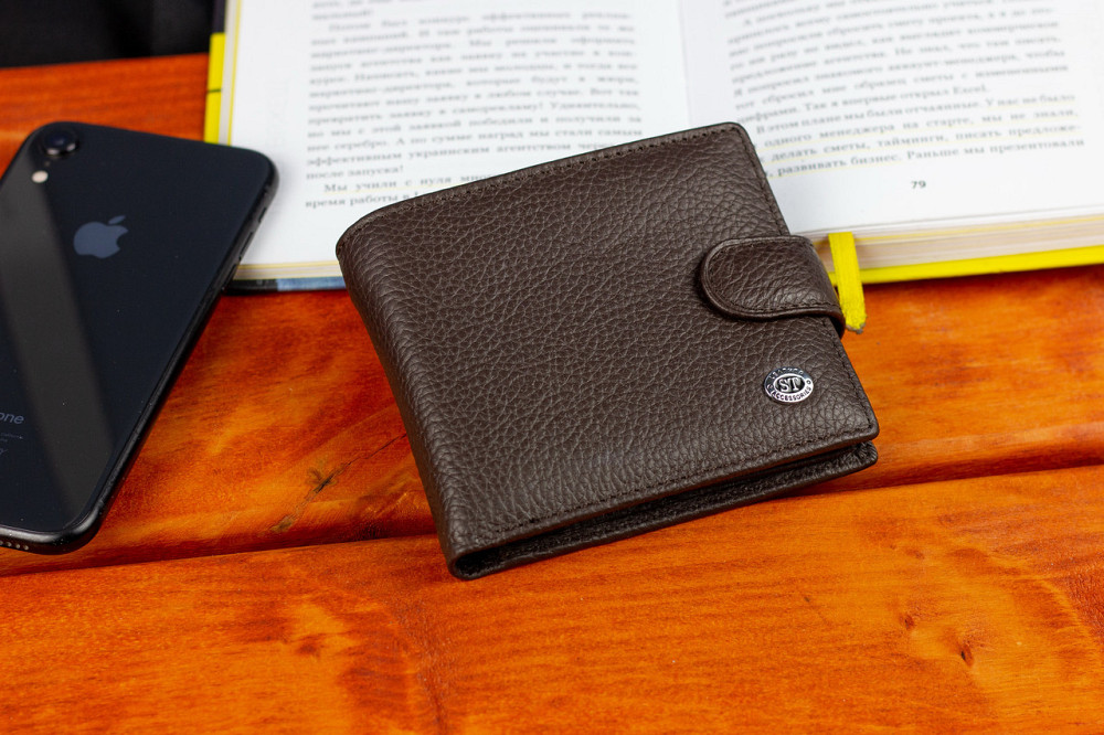 Коричневе чоловіче портмоне з натуральної шкіри Київ - фото 9