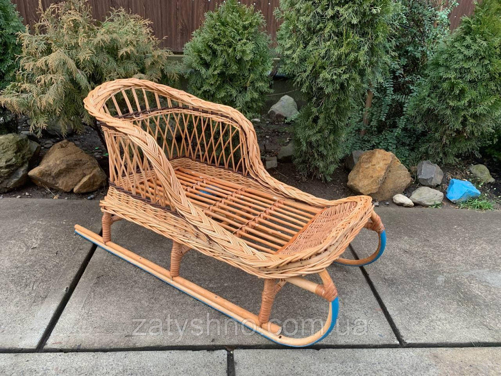 Плетеные санки из лозы на новый год, с пластмассовым низом Киев - изображение 1