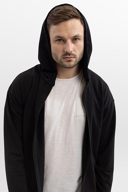 Спортивный костюм унисекс из двунити чёрный с капюшоном для дома, весны, осени, на каждый день Львов - изображение 8