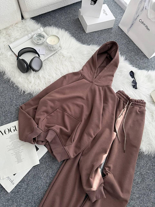 Женский стильный повседневный костюм тринитка петля (без утепления) Мокко, 46/48 Одесса - изображение 2