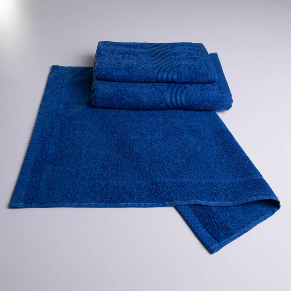 Набор банный махровый с Бордюром 3шт GM Textile 50х70см, 50х90см, 70х140см 400г/м2 (Синий) Сумы - изображение 1