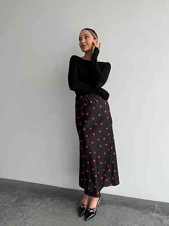 Женская стильная юбка миди из высококачественного шелка армани Черный, 46 Одесса