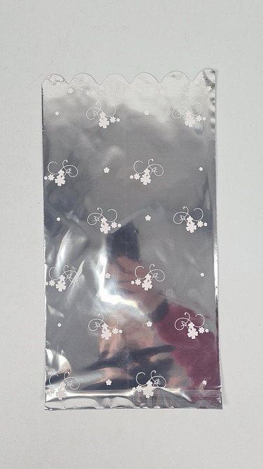 Пакет із малюнком для пакування подарунків (20*40) No153 фольгований (ажурний) "Квітковий розпис" (100 шт.) Харків - фото 2