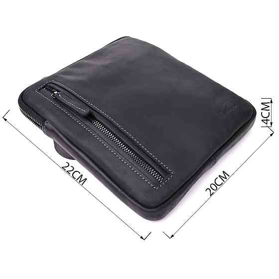 Зручна сумка для чоловіків на плече із натуральної вінтажної шкіри Shvigel 23147 Чорний Київ