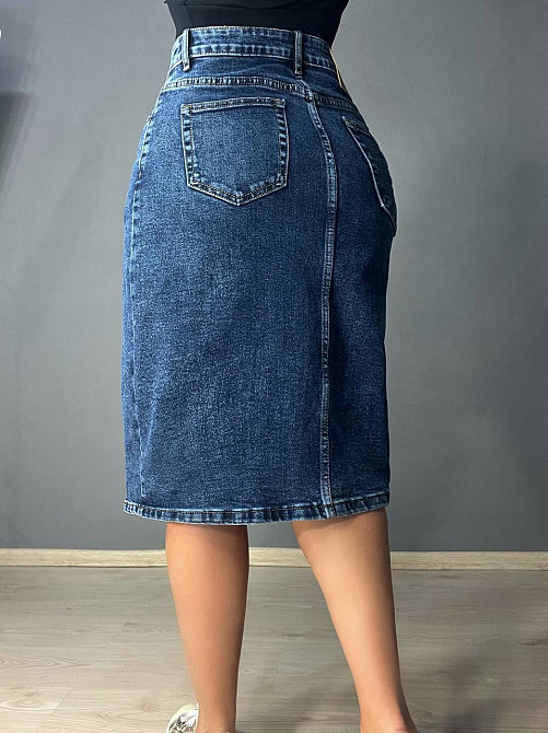 Юбка женская джинсовая Vanver 8238 на пуговицах средней длины увеличенные размеры синяя, синий, З6, 36, 97 см, 120 см Киев - изображение 9