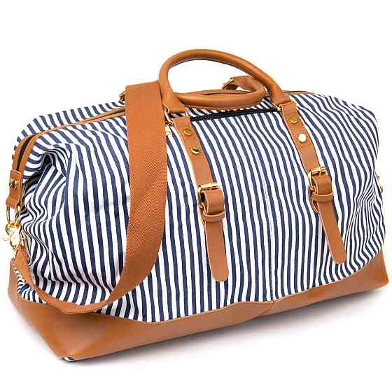 Дорожня сумка текстильна жіноча в смужку Біла (Vintage) Київ