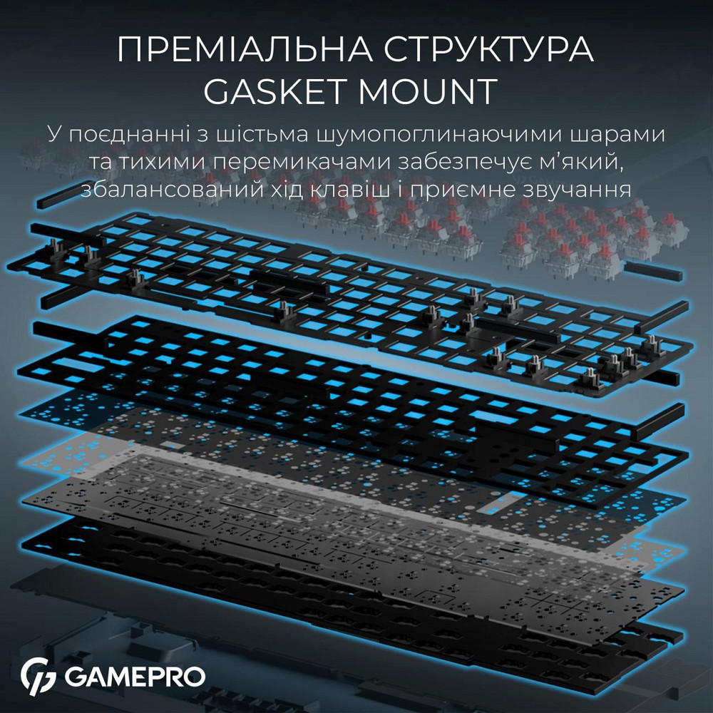 Клавіатура бездротова GamePro Asgard Drakkar Keychron Super Red Switch Blue (MK305BL) ( 18169 ) Харків - фото 3