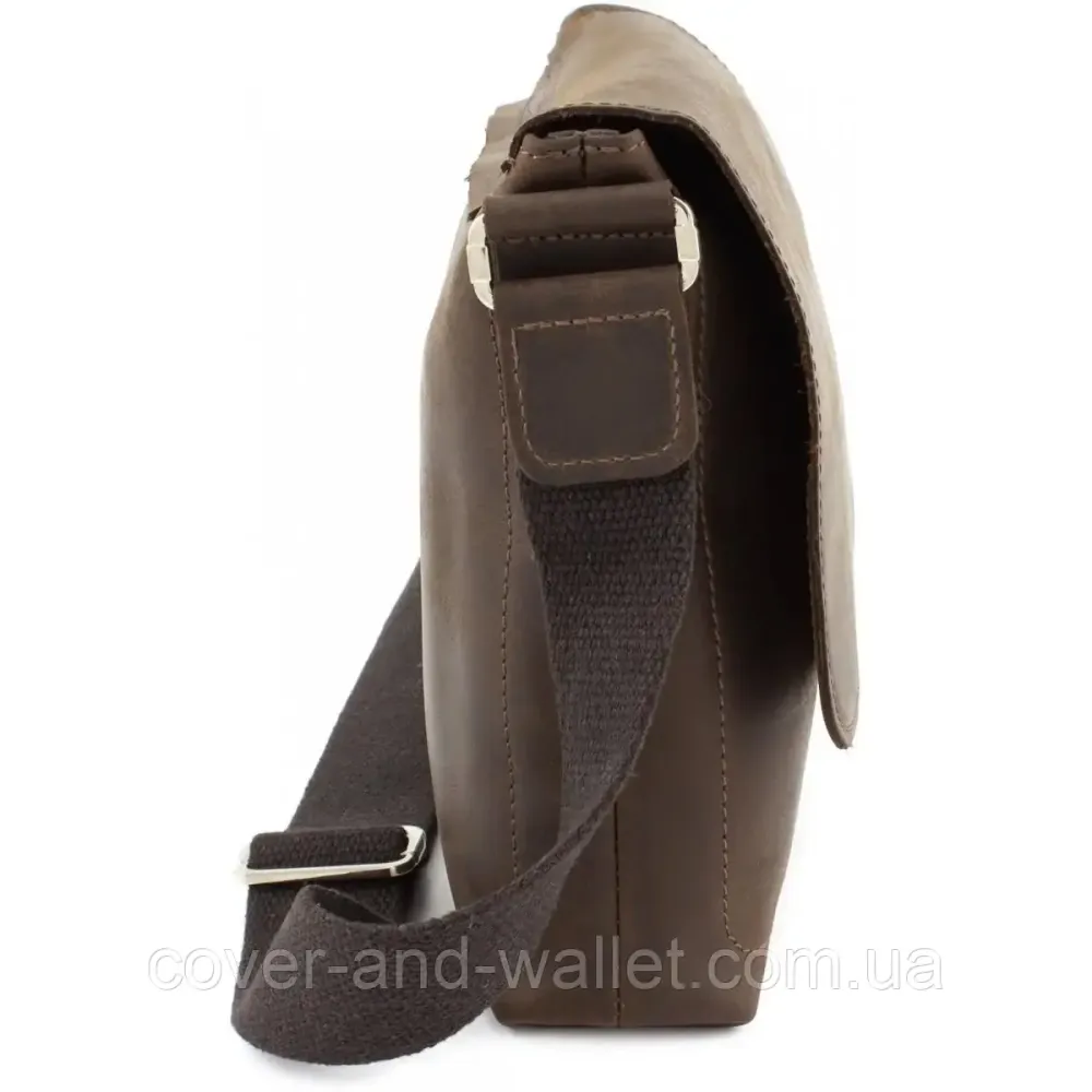 Коричневая наплечная сумка на магнитах из винтажной кожи Grande Pelle 754120 Киев - изображение 3