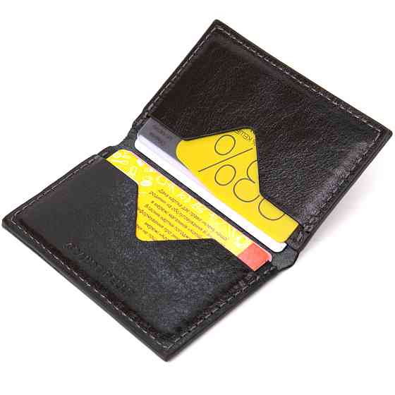 Кожаная небольшая визитница GRANDE PELLE 11501 Черный Киев