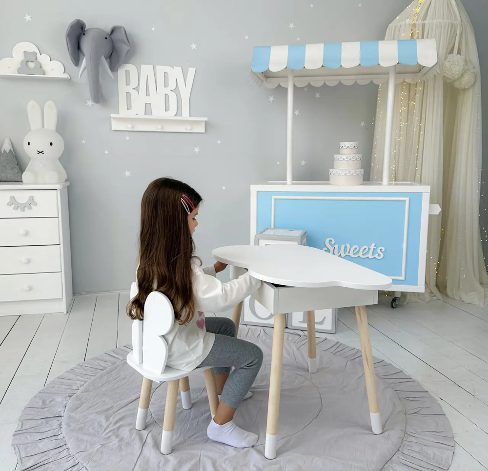 Дитячий столик Хмара з нішою та стільчиком Метелик (Білий) Київ - фото 10