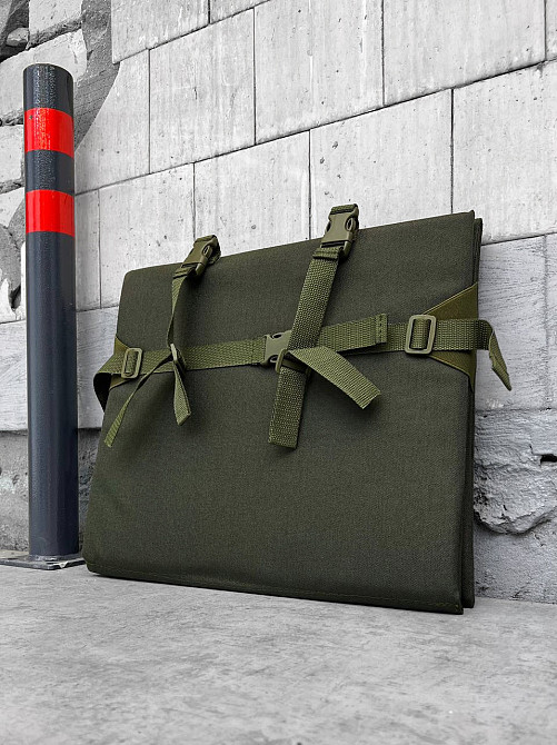 Сидушка тройная каримат тактический с креплением на пояс складная коврик мультикам каремат Олива Одесса - изображение 4