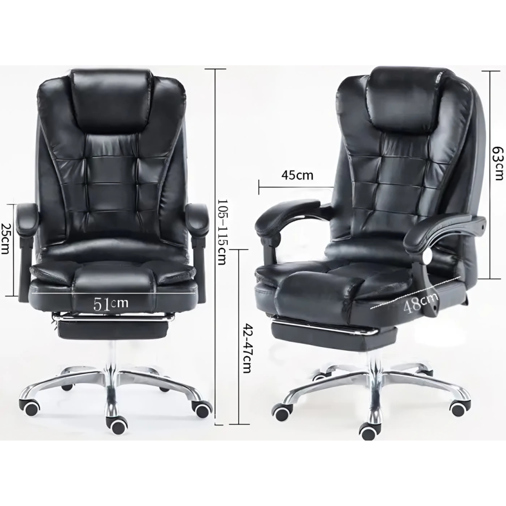 Крісло офісне ортопедичне чорного кольору поворотне ,міцне комп'ютерне з еко шкіри і підставкою для ніг до 120 кг Львів - фото 5