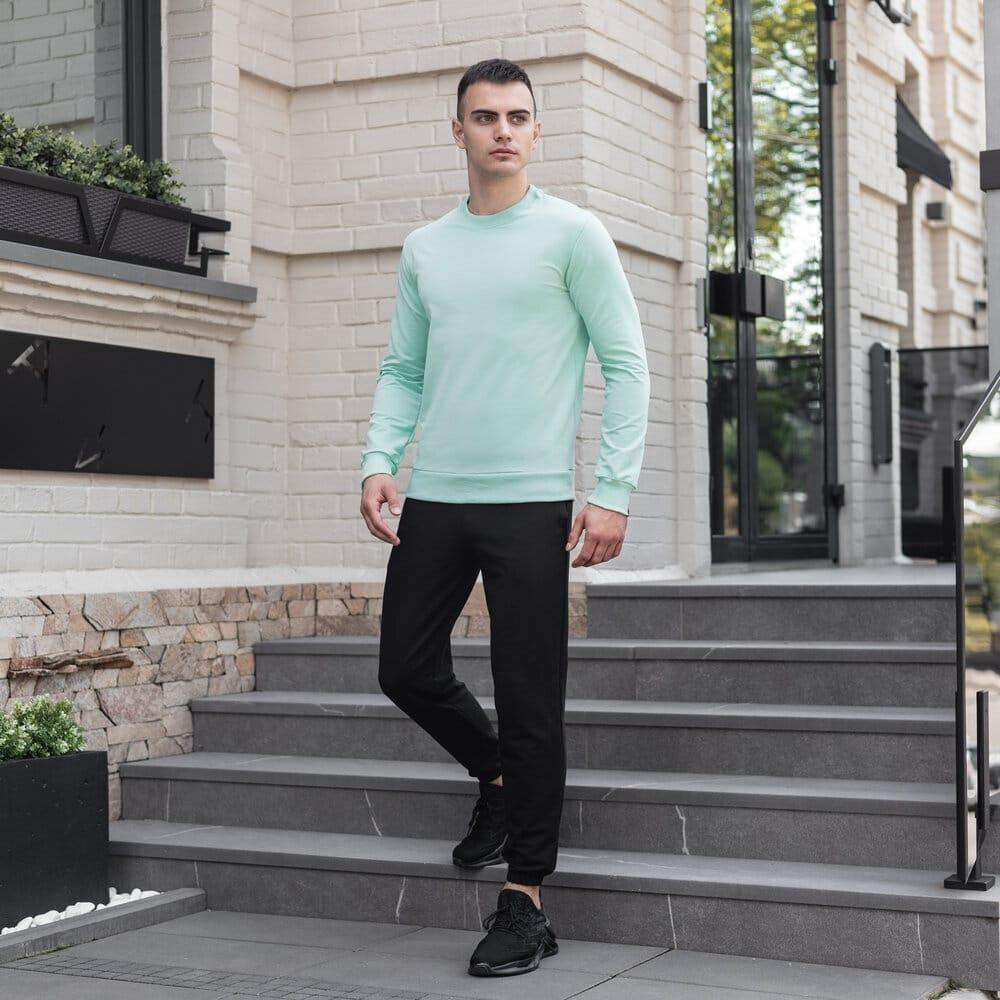 Світшот чоловічий однотонний ментоловий Pobedov 001 Київ - фото 2