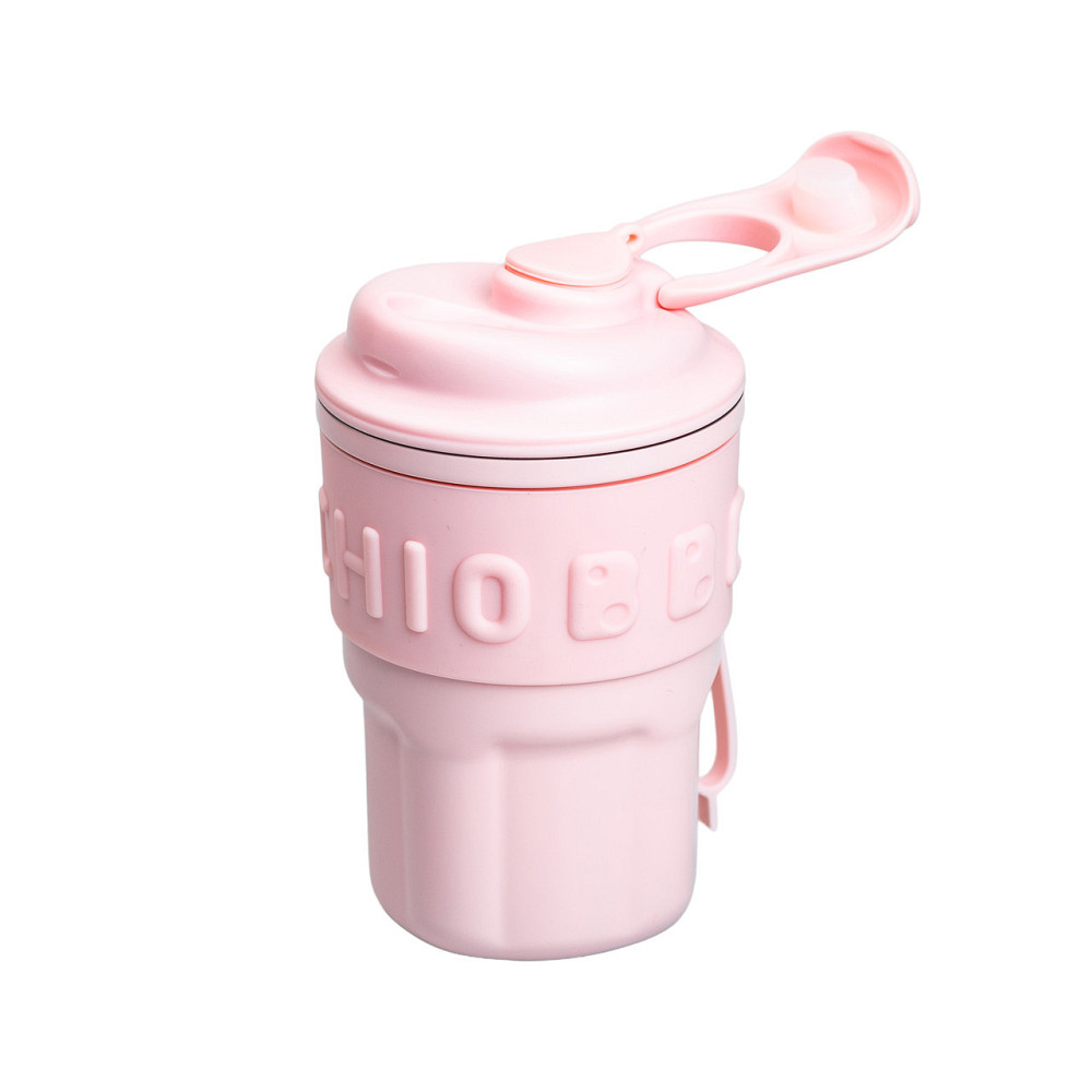 Термочашка Chiobbe з трубочкою та ремінцем 450 мл рожева HP-14-18P Київ - фото 2