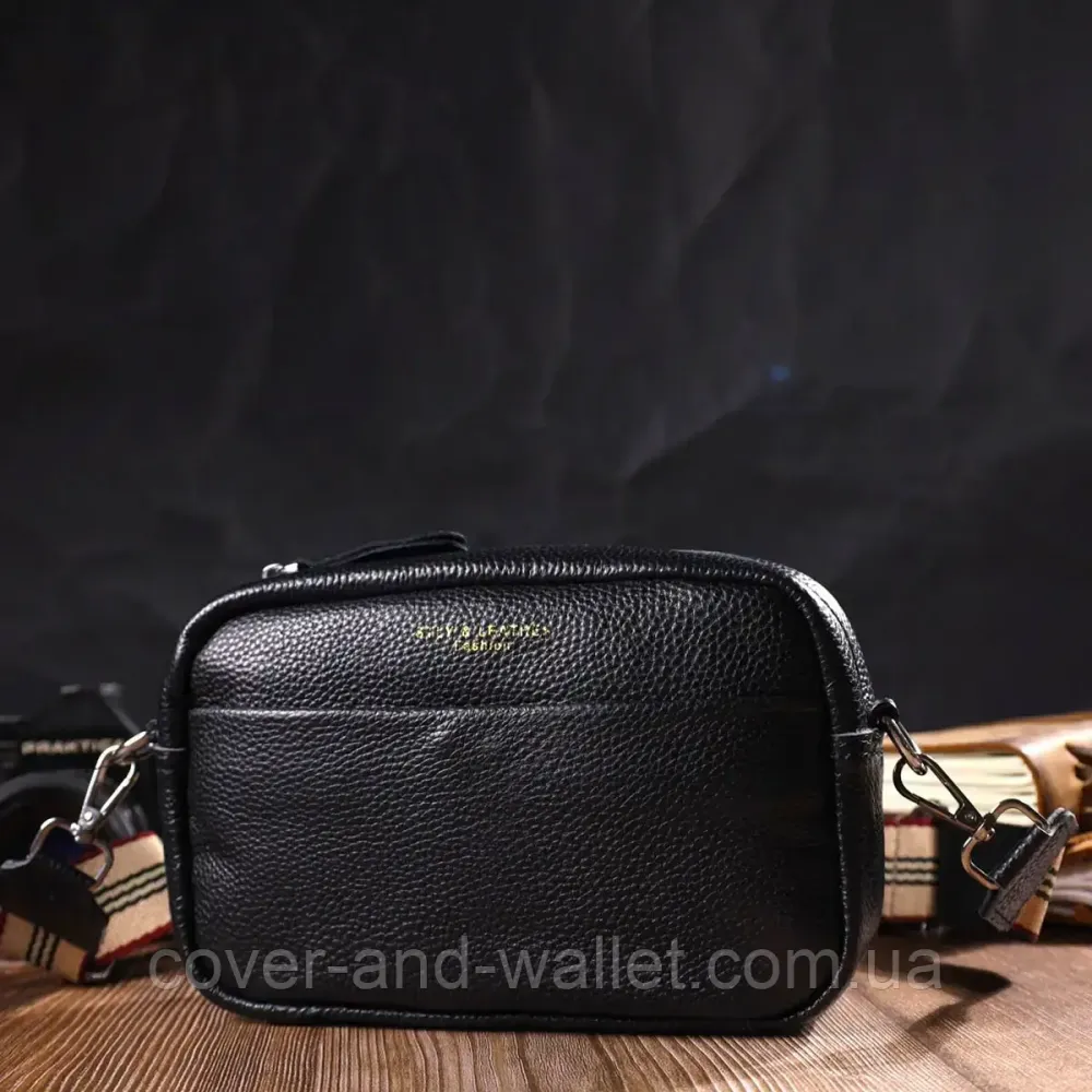 Черная женская сумка-кроссбоди из натуральной кожи Leather Collection Киев - изображение 9