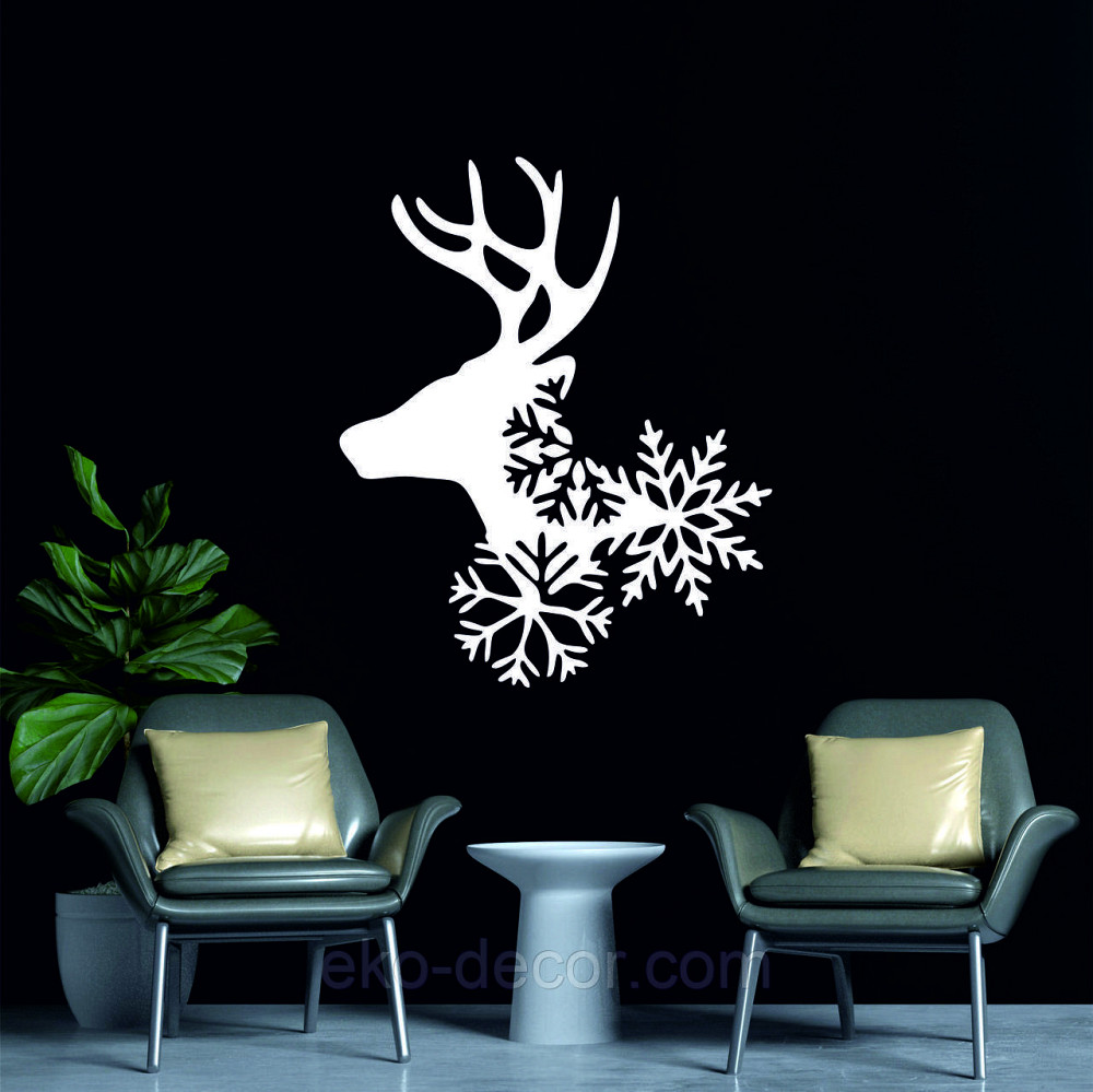 Декоративное настенное Панно «Олень», Декор на стену 90*73 см, Белый Киев - изображение 2