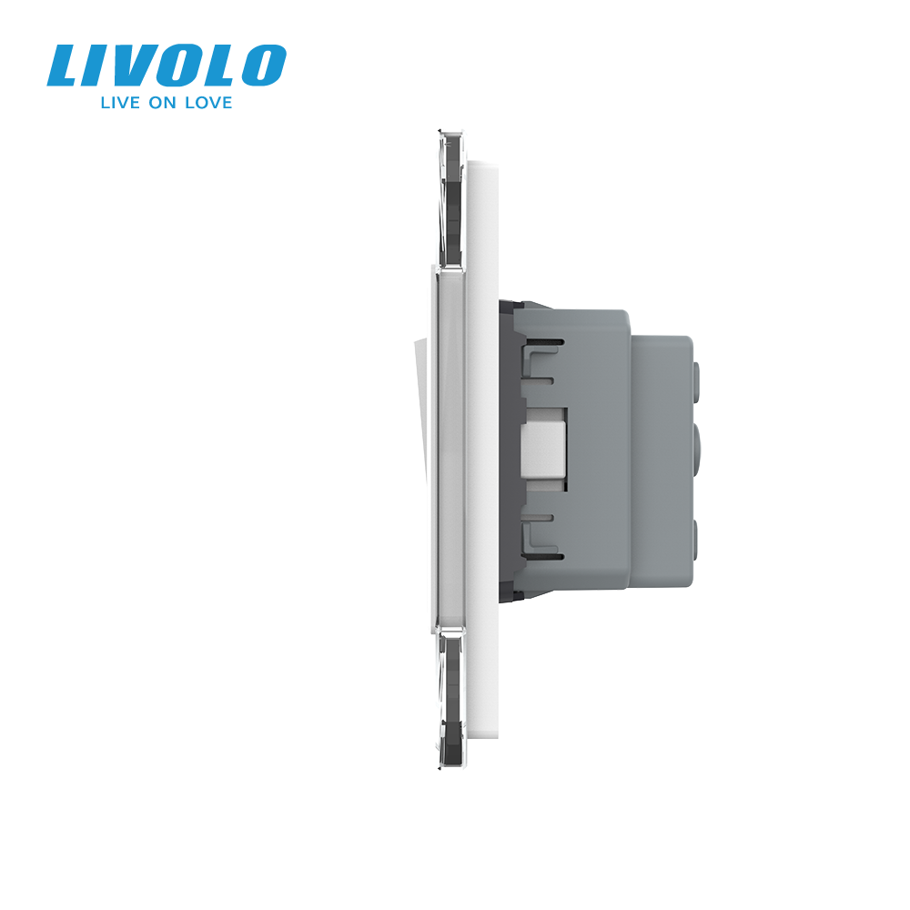 LIVOLO Одноклавішний вимикач з розеткою Livolo білий скло (VL-C7C1EUK1-11) Коломия - фото 6