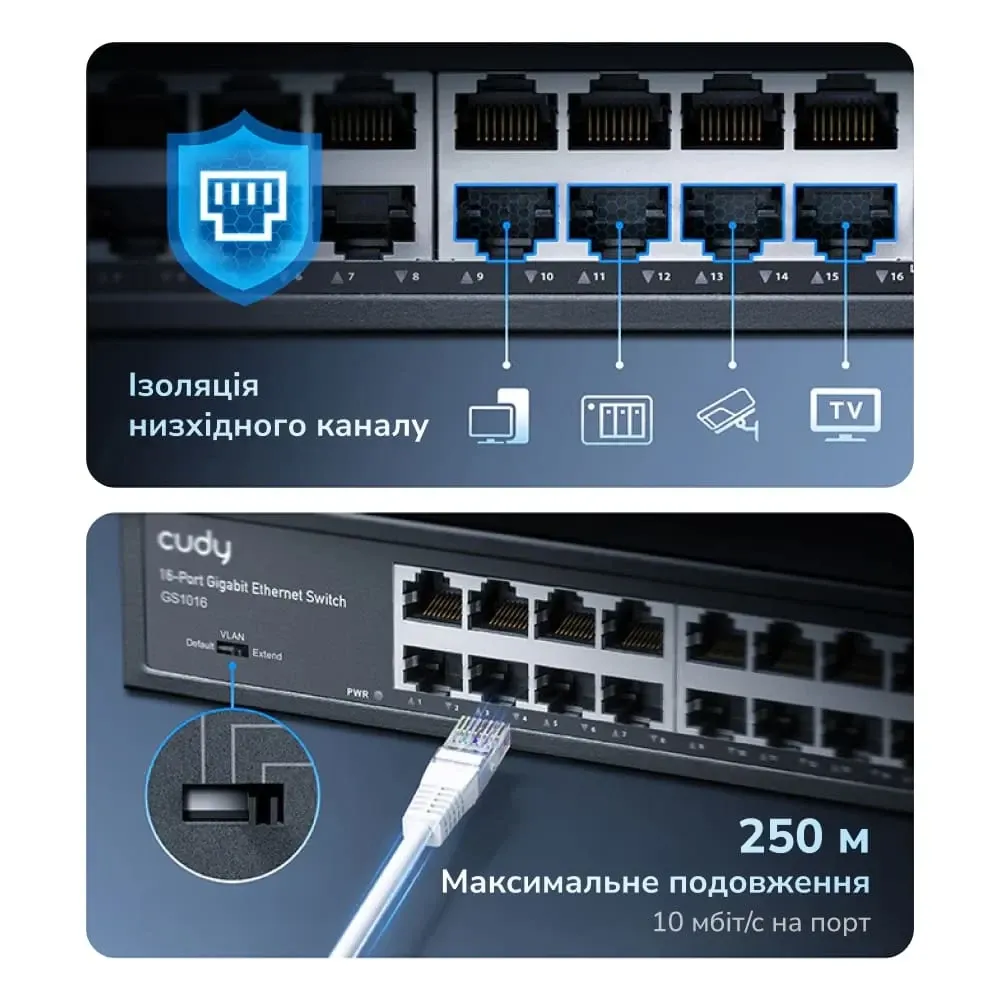 Комутатор 16-портовий некерований Cudy GS1016 гігабітний (73-00528) Київ - фото 13