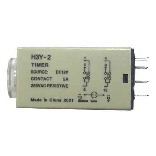 Реле часу H3Y-2 таймер 0-60 хв 12 В 5 А з колодкою на DIN-рейку Київ