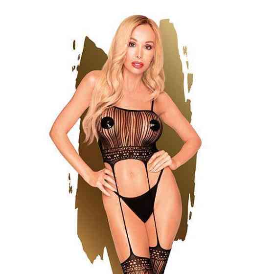 Бодістокінг з топом та панчохами на підв'язках Penthouse - Sex Dealer Black XL Sex Aura Київ