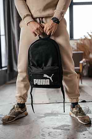 Рюкзак спортивный мужской городской черный Пума белый значок, молодежный вместительный рюкзакMasterSem Киев