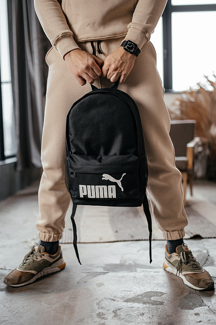 Рюкзак спортивный мужской городской черный Пума белый значок, молодежный вместительный рюкзакMasterSem Киев - изображение 4