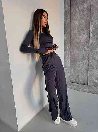 Женский базовый повседневный костюм двойка из микродайвинга Графит Одесса