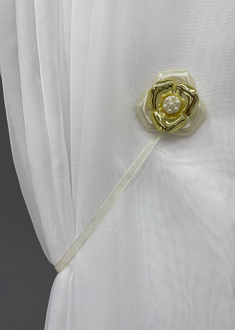 Магніти для штор і гардин Едельвейс набір 2 шт Золотистий з молочним (81-151) Київ - фото 3