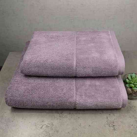 Набор полотенец велюр/махра 2шт GM Textile 50x90см, 70x140см Премиум качества Milado 550г/м2 (Виногр Сумы
