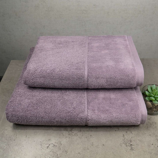 Набір рушників велюр/махра 2шт GM Textile 50x90см, 70x140см Преміум якості Milado 550г/м2 (Виноградн Суми - фото 1