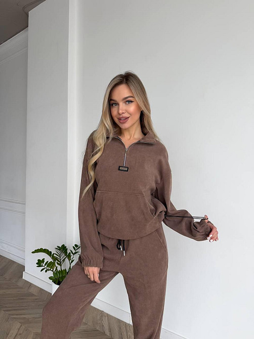 Женский стильный повседневный костюм двойка трикотажный ольвет Бежевий, 46/48 Одесса - изображение 3