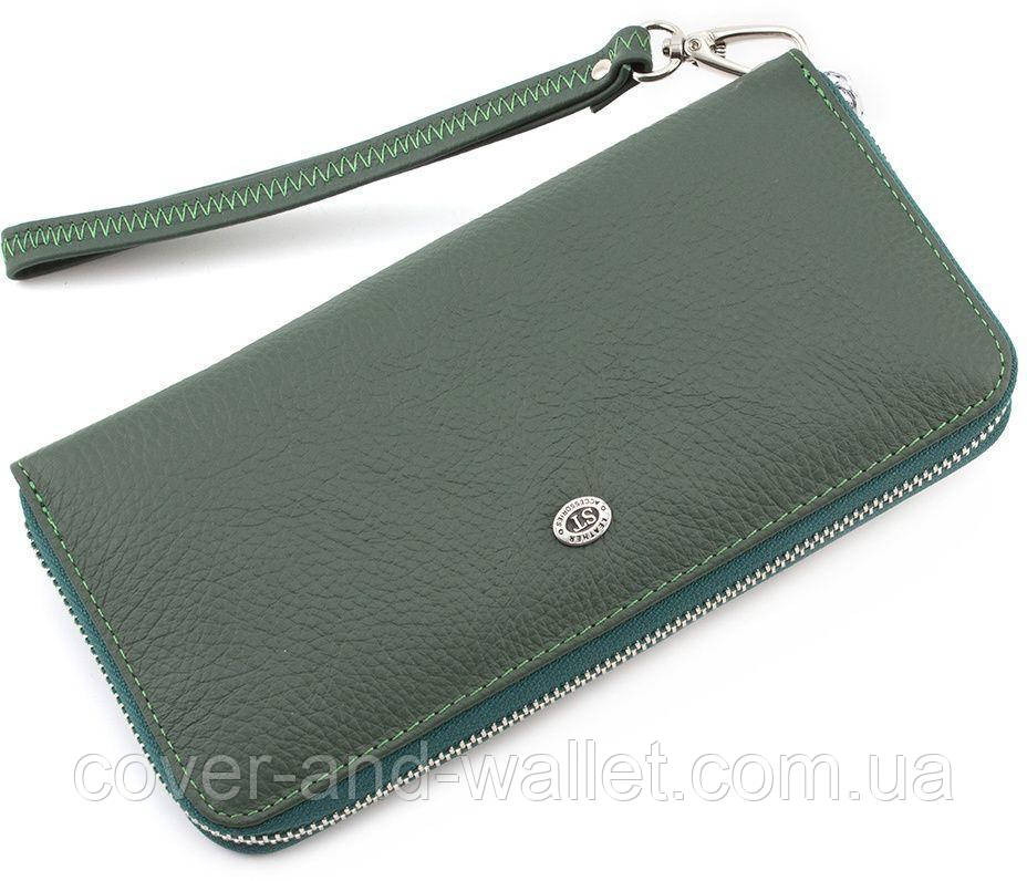 Женский бордовый кожаный кошелек на молнии с ремешком ST 45-2 Киев - изображение 7