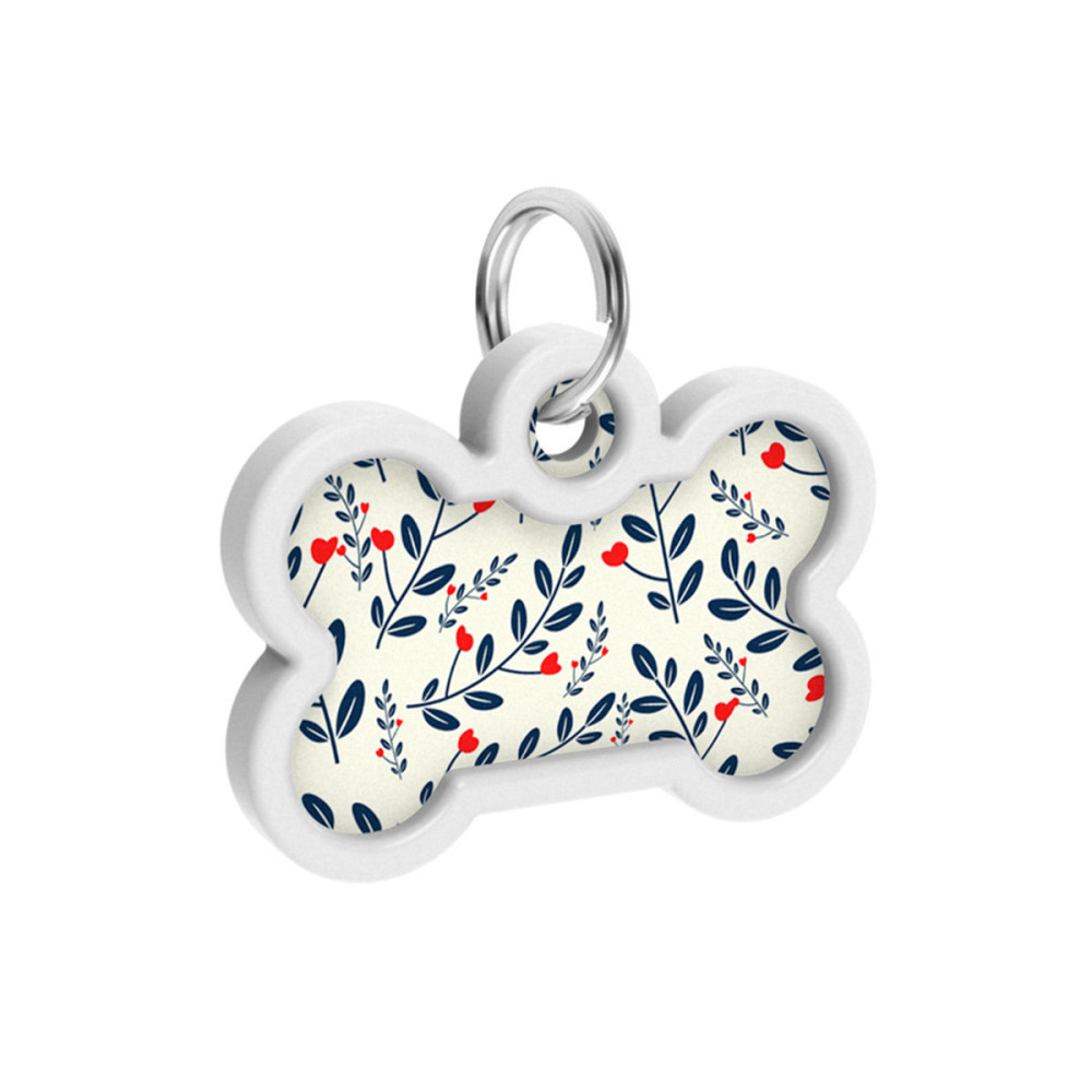 Адресник для собак і котів металевий WAUDOG Smart ID з QR паспортом, малюнок "Рослини", кістка, Д 40 мм, Ш 28 мм Київ - фото 4