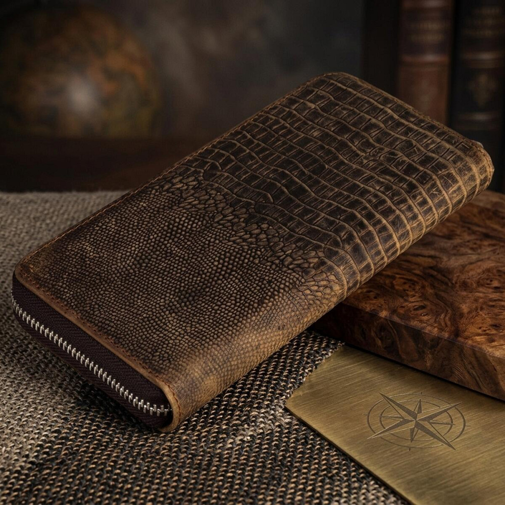 Мужской клатч Vintage 14462 кожа под крокодила Коричневый Киев - изображение 14