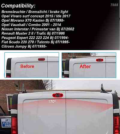 Камера заднего вида Fiat Opel Vivaro Renault Trafic AHD 720-1080 с углом обзора 170° KA-456-LN Винница