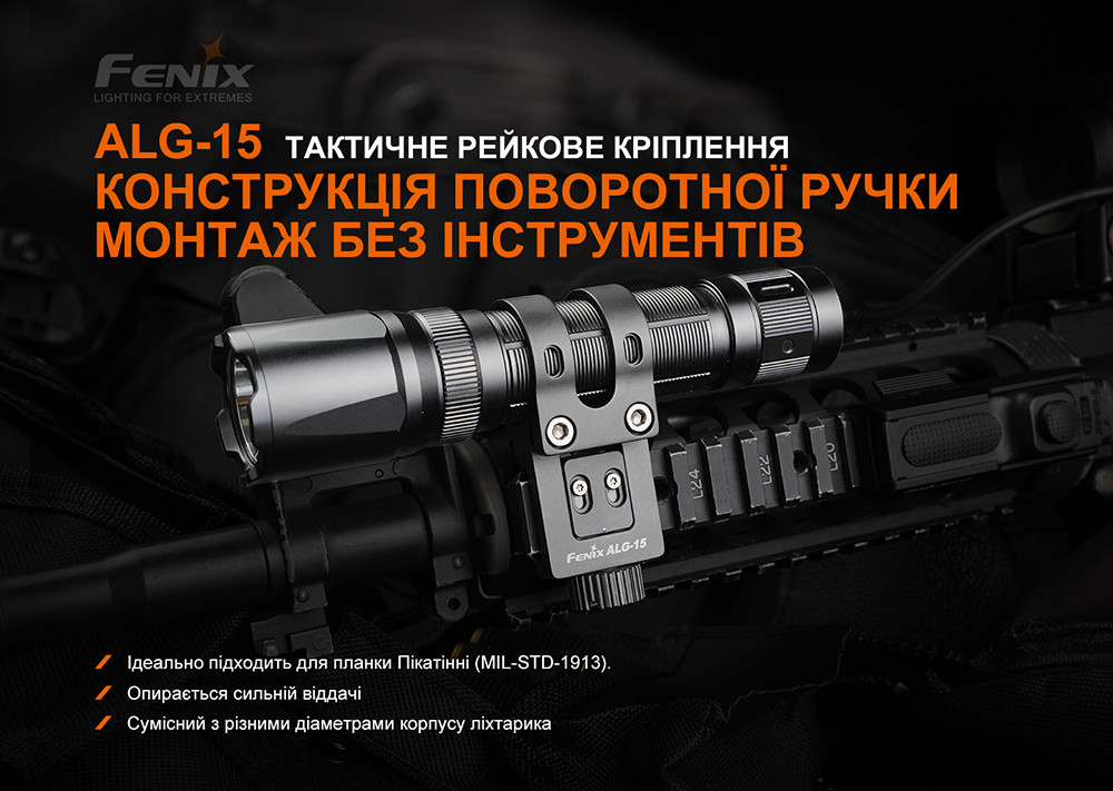 Кріплення на зброю для тактичних ліхтарів Fenix ALG-15 Київ - фото 5