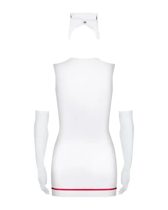 Еротичний костюм медсестри Obsessive Emergency dress S/M, white, сукня, стринги, рукавички, чепчик, Львів - фото 3