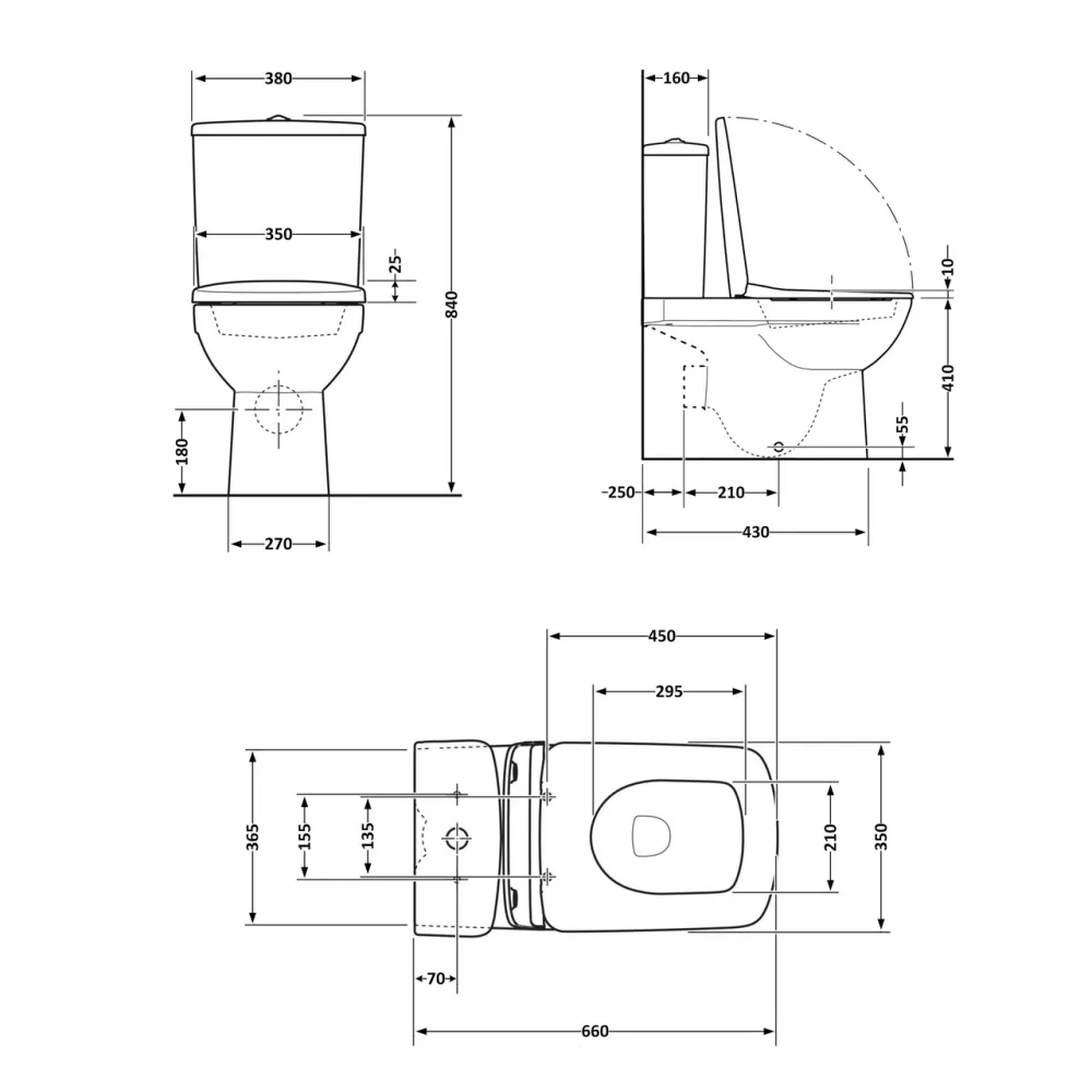 Унітаз-компакт Qtap Kalao безобідковий із сидінням Soft-close QT08221213AW Київ - фото 12