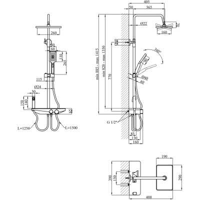 Душевой гарнитур Kroner Armada-GRP066 + змішувач Graz-GRP010 (CVS30165) Винница - изображение 6