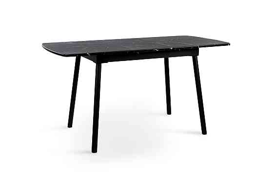 Стіл Соло 110(+35)*70 чорний метал/мрамор чорн Киев