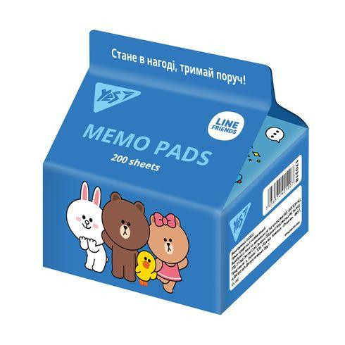 Папір для записів "YES" 170318 Tetra Pak "Line Friends" 200 арк., 7*7,5см, шт Київ - фото 1