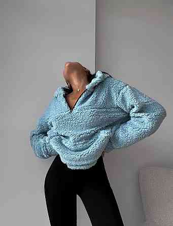 Стильный женский теплый костюм двойка Тедды,рубчик плотный с начесом Голубой, 46/48 Одесса