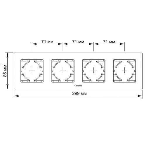 BINERA чорне скло Рамка горизонтальна 4-а Videx Житомир