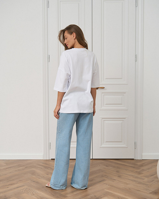 Футболка жіноча оверсайз кругла горло Nicoletta — Біла M Київ - фото 3