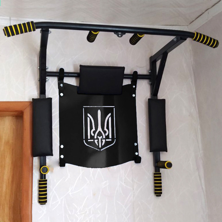 Турнік із трезубцем, турнік 4 в 1 з гербом України настінний із брусами Харків - фото 1